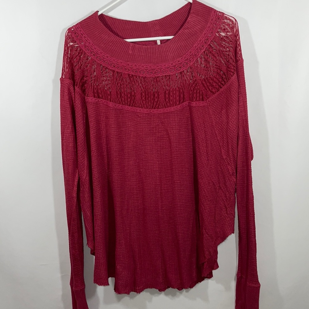 Free People Long Sleeved Waffle Knit Style Top